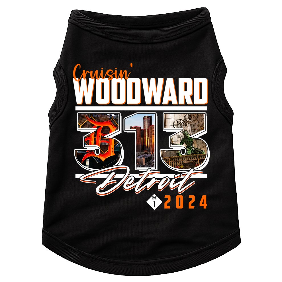 2024 Woodward Ave 313 Cruising Detroit Doggie Tank