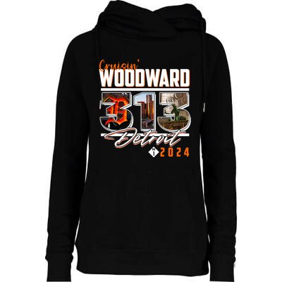 2024 Woodward Ave 313 Cruising Detroit Womens Funnel Neck Pullover Hood