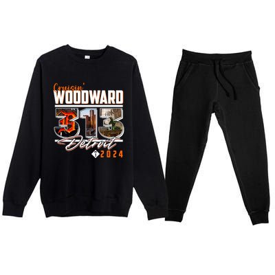 2024 Woodward Ave 313 Cruising Detroit Premium Crewneck Sweatsuit Set