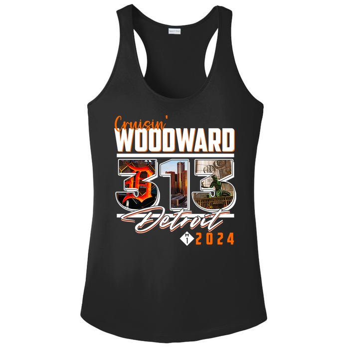 2024 Woodward Ave 313 Cruising Detroit Ladies PosiCharge Competitor Racerback Tank