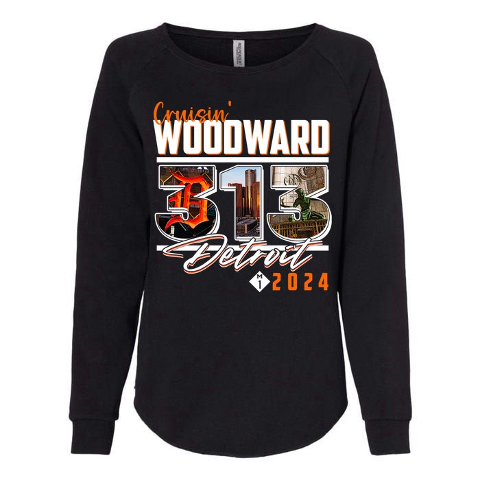 2024 Woodward Ave 313 Cruising Detroit Womens California Wash Sweatshirt