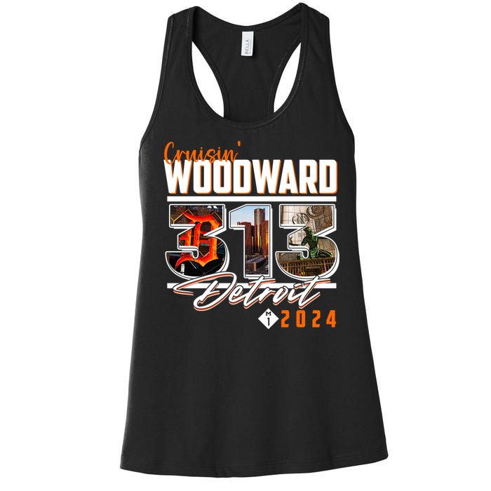 2024 Woodward Ave 313 Cruising Detroit Women's Racerback Tank