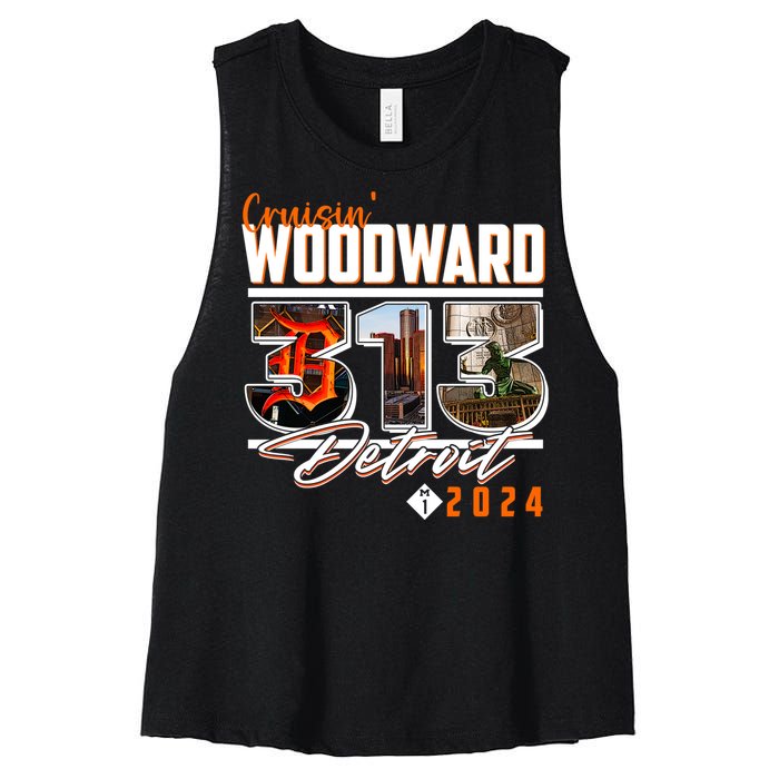 2024 Woodward Ave 313 Cruising Detroit Women's Racerback Cropped Tank