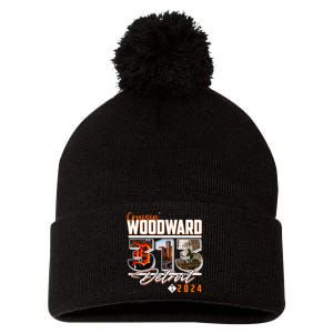 2024 Woodward Ave 313 Cruising Detroit Pom Pom 12in Knit Beanie