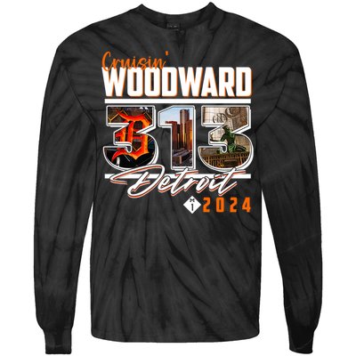 2024 Woodward Ave 313 Cruising Detroit Tie-Dye Long Sleeve Shirt