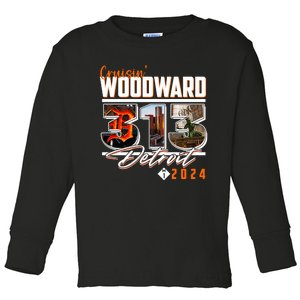 2024 Woodward Ave 313 Cruising Detroit Toddler Long Sleeve Shirt