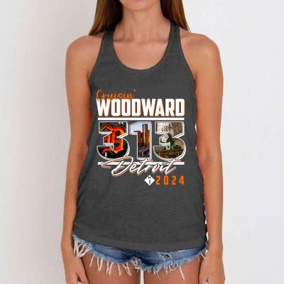 2024 Woodward Ave 313 Cruising Detroit Women's Knotted Racerback Tank