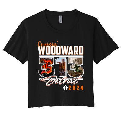 2024 Woodward Ave 313 Cruising Detroit Women's Crop Top Tee