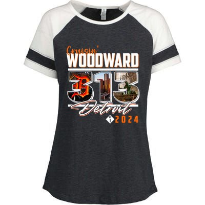 2024 Woodward Ave 313 Cruising Detroit Enza Ladies Jersey Colorblock Tee