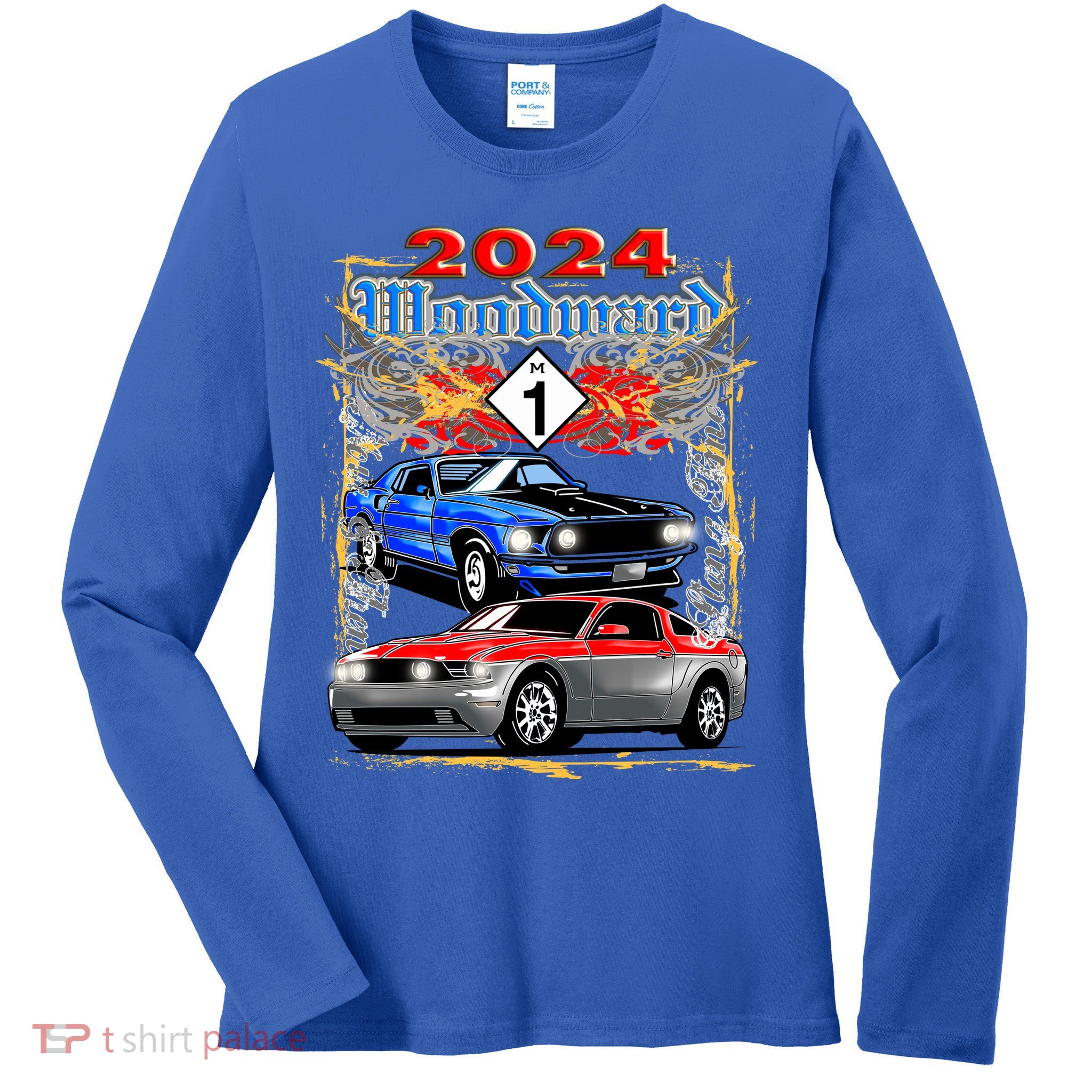 2024 Woodward Cruise Muscle Cars Ladies Long Sleeve Shirt