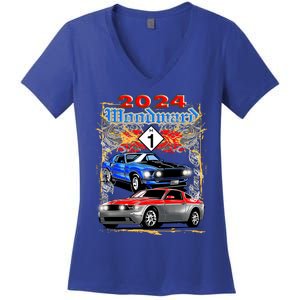 2024 Woodward Cruise Muscle Cars Women's V-Neck T-Shirt