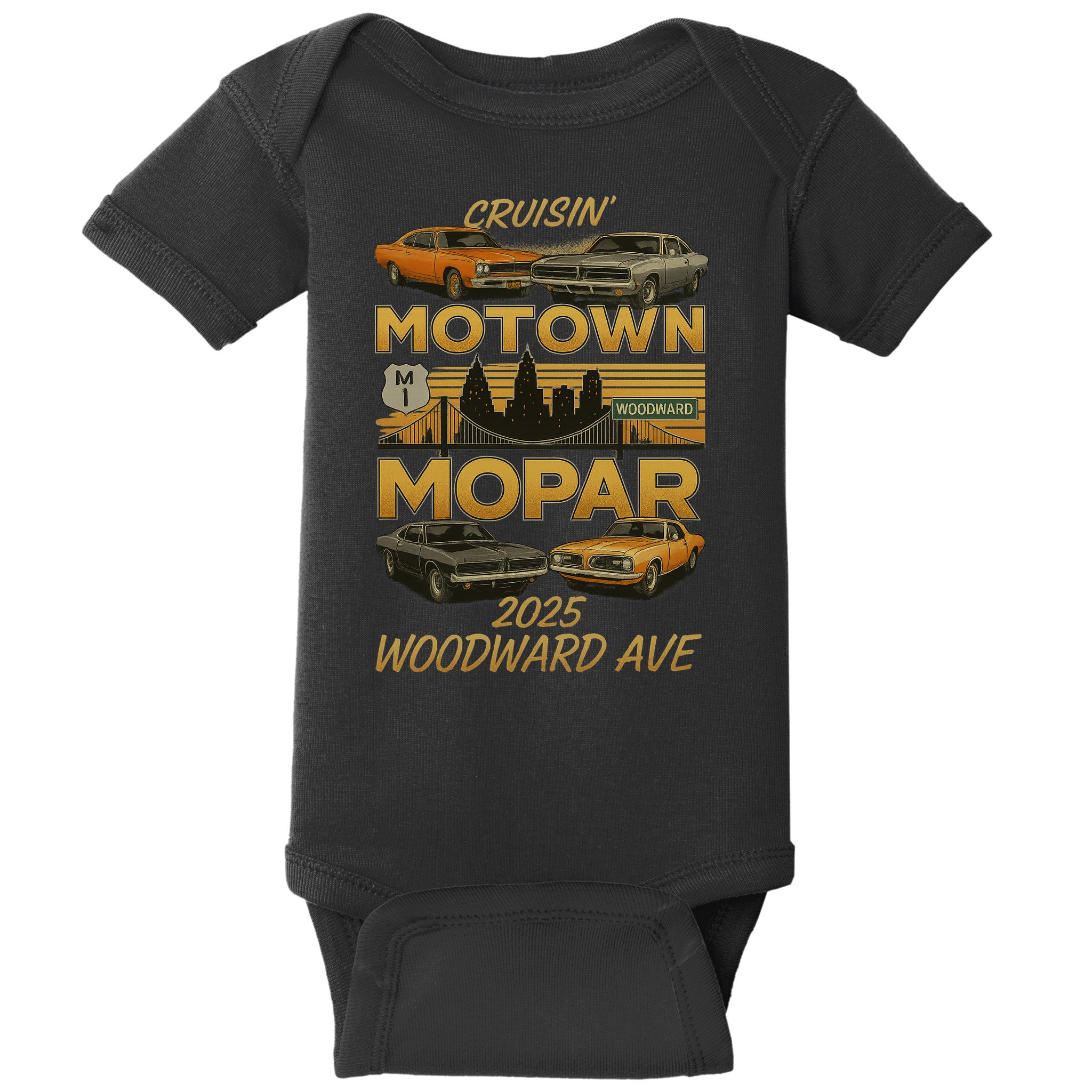 2025 WoodWard Motown Mopar Cruisin 2025 Baby Bodysuit