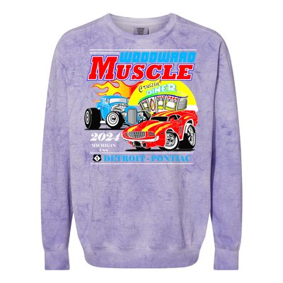 2024 Woodward Muscle Car Event Colorblast Crewneck Sweatshirt