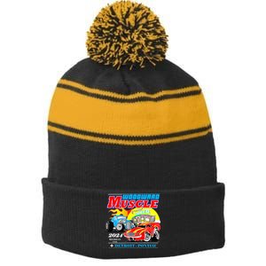 2024 Woodward Muscle Car Event Stripe Pom Pom Beanie