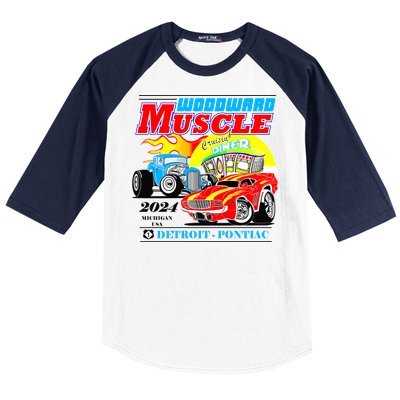 2024 Woodward Muscle Car Event Baseball Sleeve Shirt