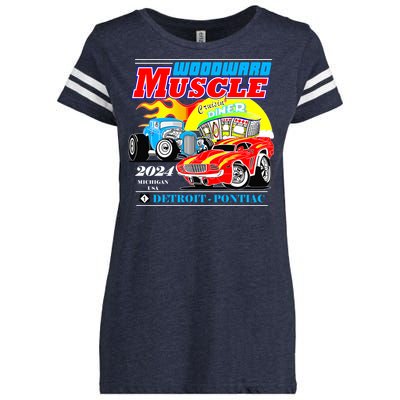 2024 Woodward Muscle Car Event Enza Ladies Jersey Football T-Shirt