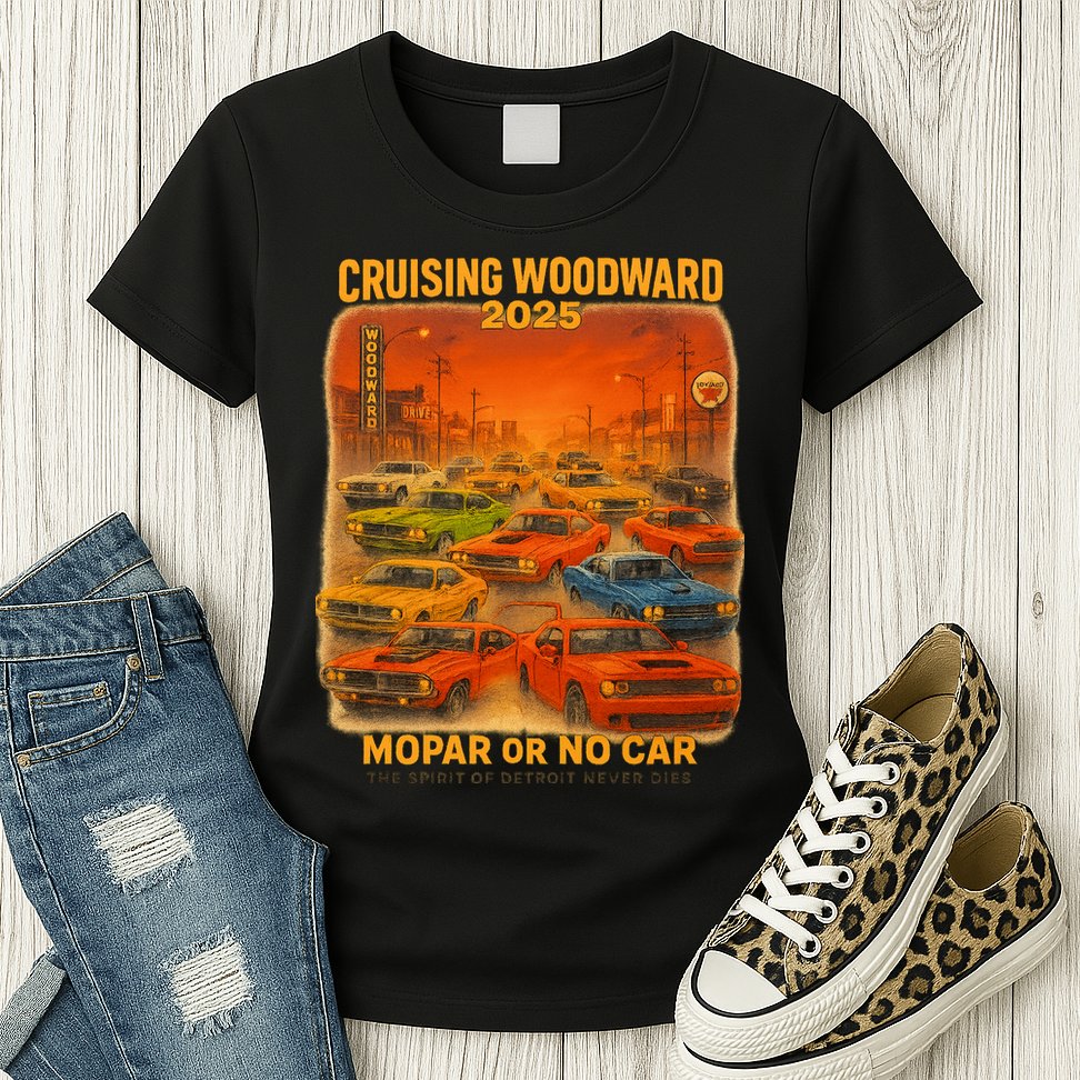 2025 Woodward Mopar Or No Car Womens T-Shirt
