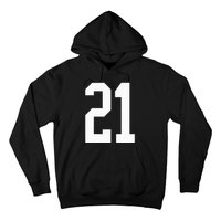 21 White Number 21 Sports Fan Jersey Style Hoodie