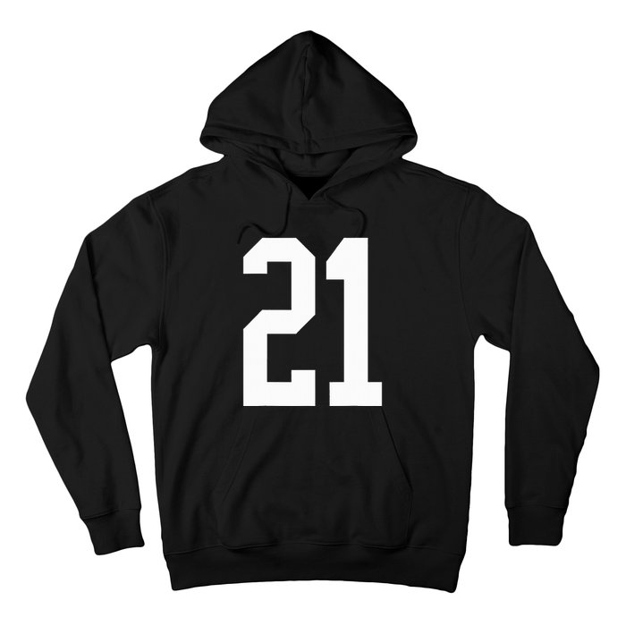 21 White Number 21 Sports Fan Jersey Style Hoodie