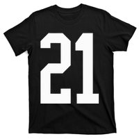 21 White Number 21 Sports Fan Jersey Style T-Shirt