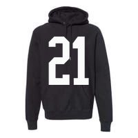 21 White Number 21 Sports Fan Jersey Style Premium Hoodie