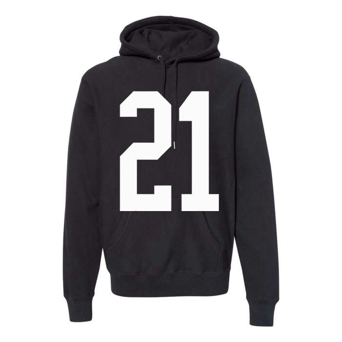 21 White Number 21 Sports Fan Jersey Style Premium Hoodie