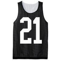 21 White Number 21 Sports Fan Jersey Style Mesh Reversible Basketball Jersey Tank