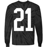 21 White Number 21 Sports Fan Jersey Style Tie-Dye Long Sleeve Shirt