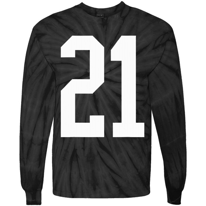 21 White Number 21 Sports Fan Jersey Style Tie-Dye Long Sleeve Shirt