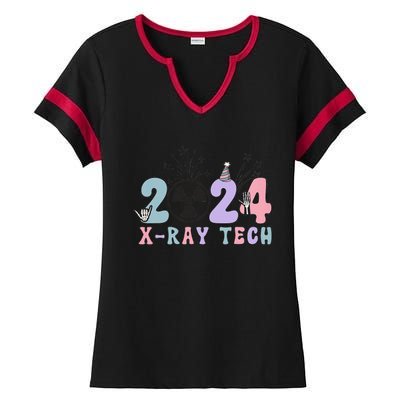 2024 Xray Tech New Year Eve Radiology Xray Technologist CT Ladies Halftime Notch Neck Tee