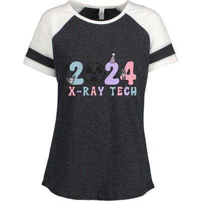 2024 Xray Tech New Year Eve Radiology Xray Technologist CT Enza Ladies Jersey Colorblock Tee