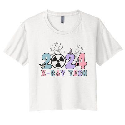 2024 Xray Tech New Year Eve Radiology Xray Technologist CT Women's Crop Top Tee