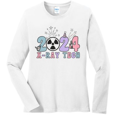 2024 Xray Tech New Year Eve Radiology Xray Technologist CT Ladies Long Sleeve Shirt