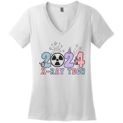 2024 Xray Tech New Year Eve Radiology Xray Technologist CT Women's V-Neck T-Shirt