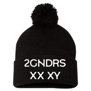 2GNDRS XX XY 2 Genders Pom Pom 12in Knit Beanie