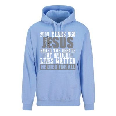 2000 Years Ago Jesus Ended The Debate Christian Believe Unisex Surf Hoodie