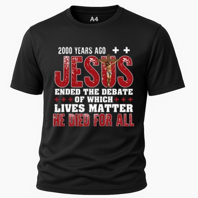 2000 Years Ago Jesus Ended The Debate Christian Cooling Performance Crew T-Shirt