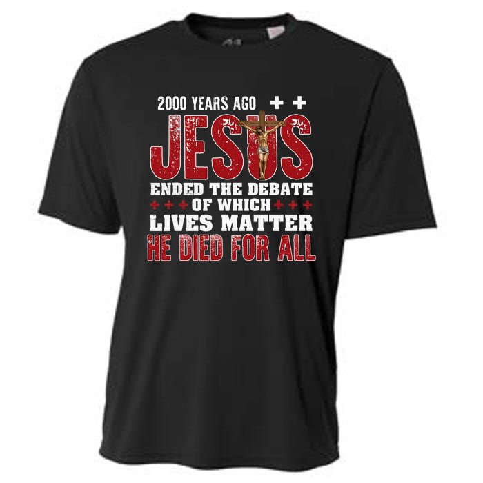 2000 Years Ago Jesus Ended The Debate Christian Cooling Performance Crew T-Shirt