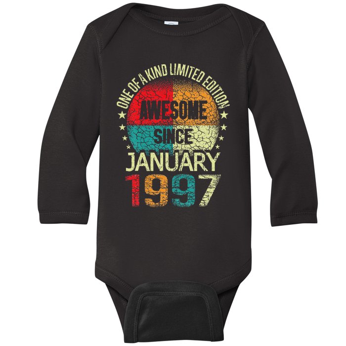 26 Year Awesome Since January 1997 Vintage 26th Birthday. Baby Long Sleeve Bodysuit