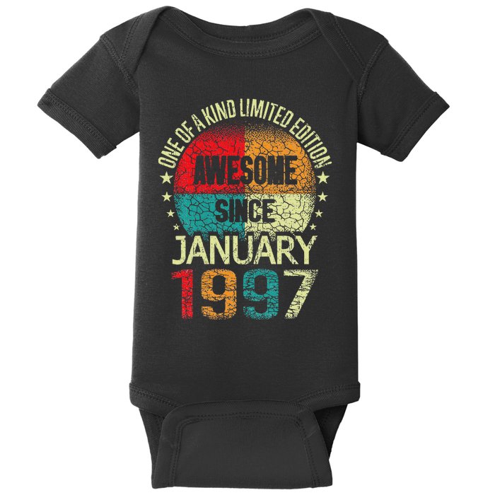 26 Year Awesome Since January 1997 Vintage 26th Birthday. Baby Bodysuit