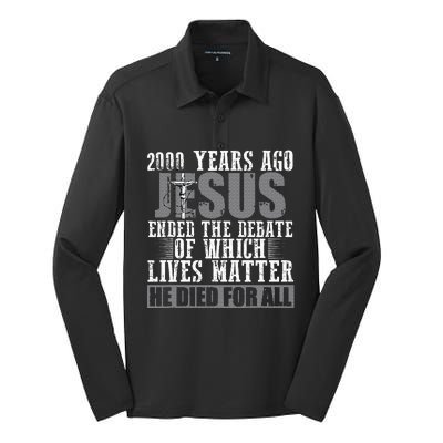 2000 Years Ago Jesus Ended The Debate Silk Touch Performance Long Sleeve Polo