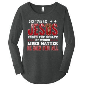 2000 Years Ago Jesus Ended The Debate Christian Faith God Women's Perfect Tri Tunic Long Sleeve Shirt