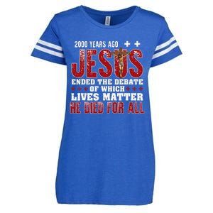 2000 Years Ago Jesus Ended The Debate Christian Faith God Enza Ladies Jersey Football T-Shirt