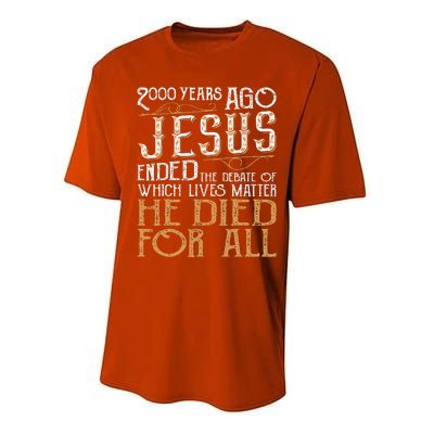 2000 Years Ago Jesus Ended The Debate Christian Religious Performance Sprint T-Shirt