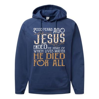 2000 Years Ago Jesus Ended The Debate Christian Religious Performance Fleece Hoodie