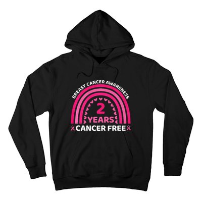 2 Year Cancer Free Breast Cancer Awareness Rainbow Women Premium Hoodie