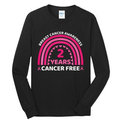 2 Year Cancer Free Breast Cancer Awareness Rainbow Women Premium Tall Long Sleeve T-Shirt