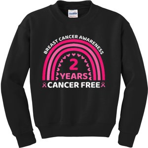 2 Year Cancer Free Breast Cancer Awareness Rainbow Women Premium Kids Sweatshirt