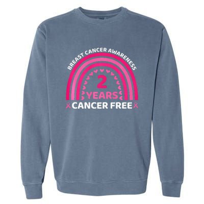 2 Year Cancer Free Breast Cancer Awareness Rainbow Women Premium Garment-Dyed Sweatshirt