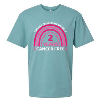 2 Year Cancer Free Breast Cancer Awareness Rainbow Women Premium Sueded Cloud Jersey T-Shirt